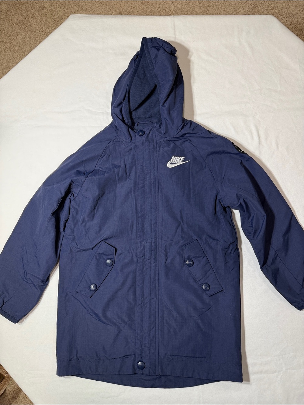 Nike Kids Navy Hooded Coat Size 7